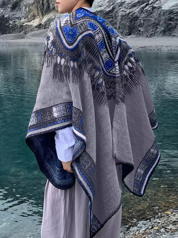 Mens Bohemian Print Cape SKUK90405