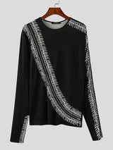 Mens Deconstructed Zipper Design Long-Sleeve T-Shirt SKUK86763