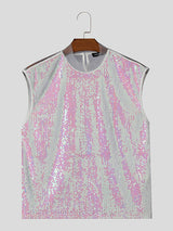 Mens Sequined Mesh See Through Sleeveless Vest SKUK46279