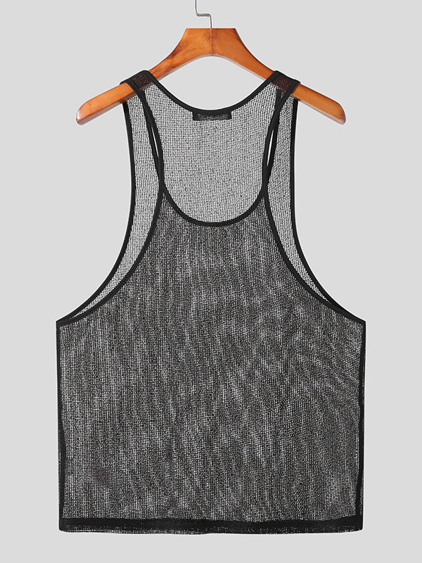 Mens Mesh See Through Casual Sleeveless Tank SKUK05476