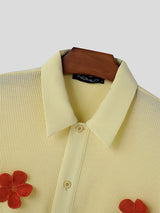 Mens Solid Textured Flowers Short Sleeve Shirt SKUK61862