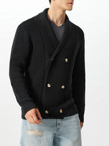 Mens Double-Breasted Knit Long Sleeve Cardigan SKUK78697