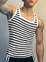 Mens Fitted Horizontal Striped Sleeveless Tank SKUK67909