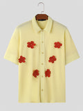 Mens Solid Textured Flowers Short Sleeve Shirt SKUK61862