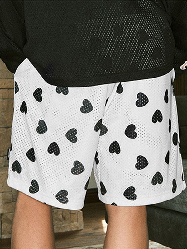 Mens Heart Print Mesh Breathable Short SKUK94757