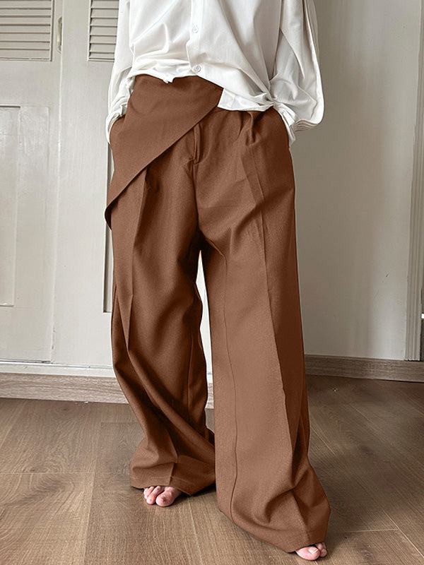 Mens Solid Color Loose Fit Wide Leg Pants SKUK64344