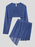 Mens Pleated Skirt Denim Two Pieces Outfits SKUK39172
