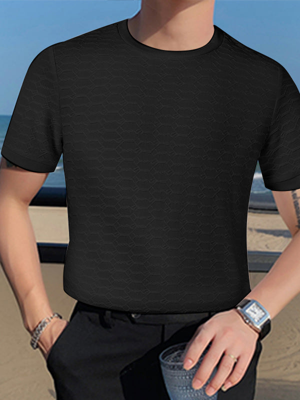 Mens Texture Crew Neck Short Sleeve T-Shirt SKUK07556