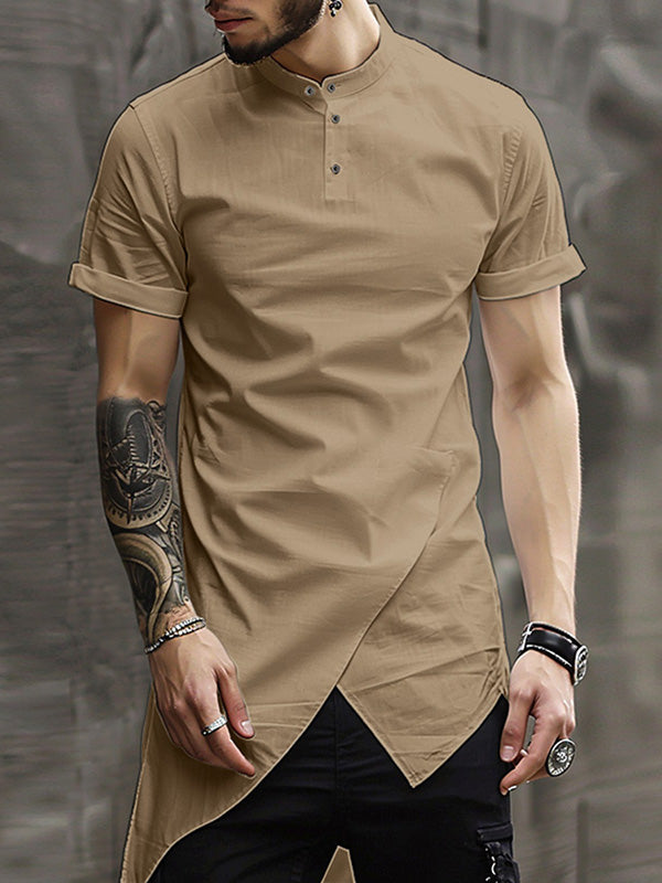 Mens Irregular Hem Short Sleeve Shirt SKUK66403