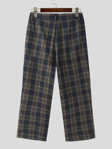 Mens Vintage Plaid Casual Straight Pants SKUK41861