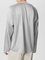 Mens Satin Crew Neck Long Sleeve T-Shirt SKUK68908