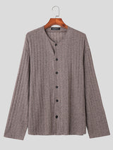 Mens Solid Knit Button Front Casual Shirt SKUK27714