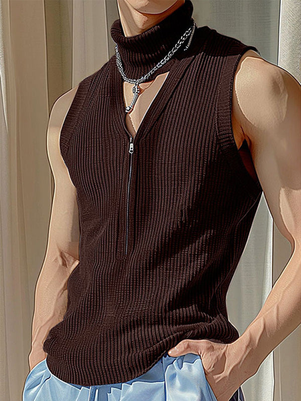 Mens Solid Knit Textured Sleeveless Vest  SKUK63276