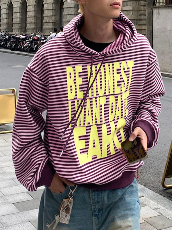 Mens Letter Print Striped Long-Sleeve Sweatshirt SKUK81530