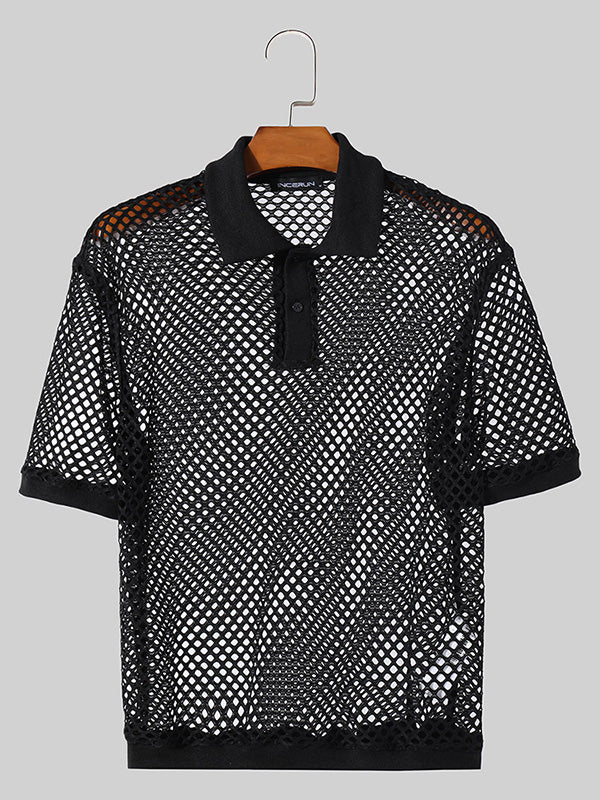 Mens Mesh See Throught Short Sleeve Shirt SKUK55407