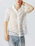 Mens Windowpane Pattern Lace Revere Collar Shirt SKUK18698