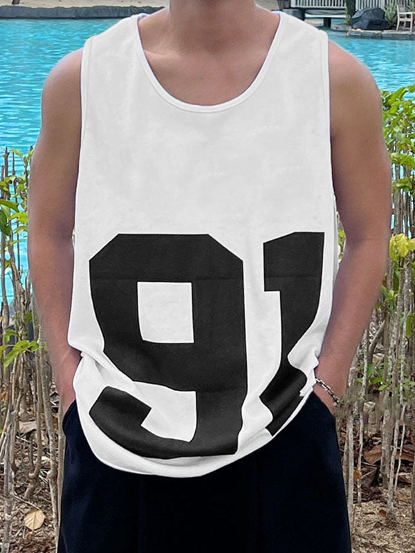 Mens Number Print Sleeveless Tank SKUK76522