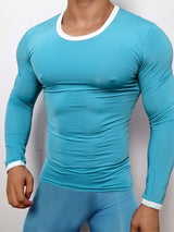 Mens Solid Color Fitted Long-Sleeve T-Shirt SKUK78470