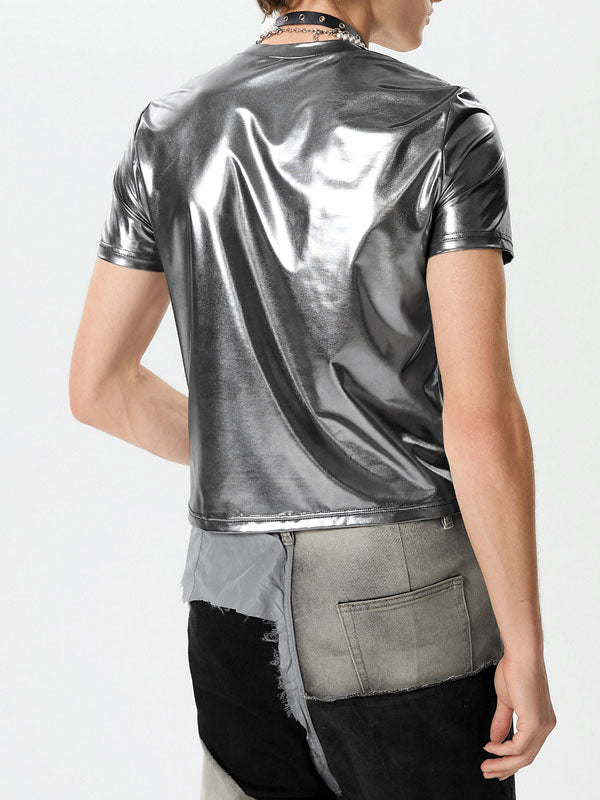 Mens Cutout Glitter Short Sleeve T-shirt SKUK51684