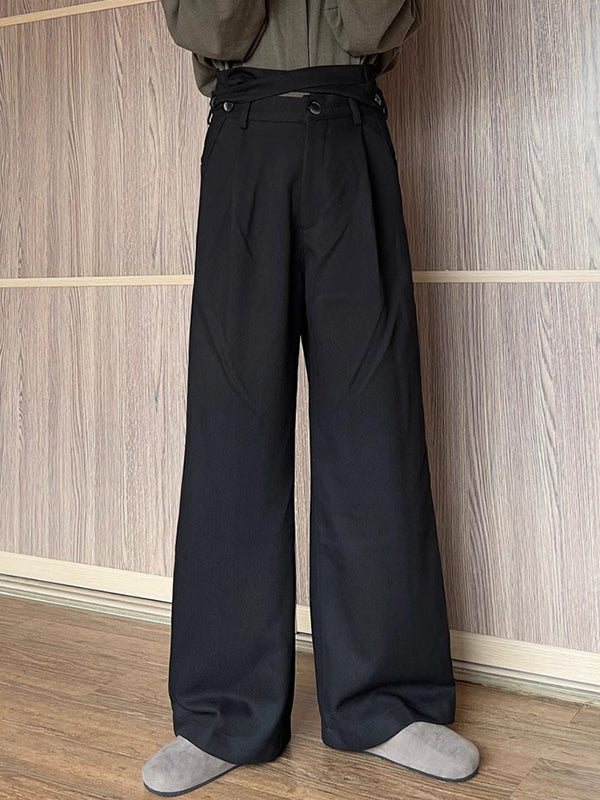 Mens Solid Cross Waist Design Casual Pants SKUK49377