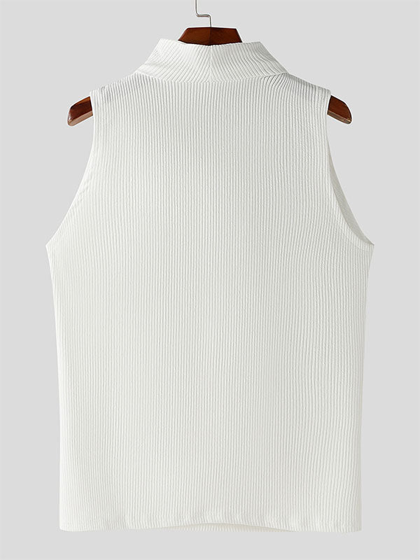 Mens Solid Textured Casual Sleeveless Vest SKUK60800