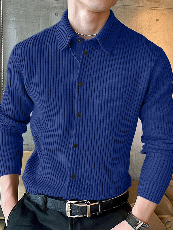 Mens Textured Stripe Long-Sleeve Shirt SKUK72746