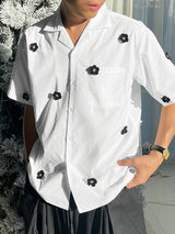 Mens Floral Decoration Revere Collar Shirt SKUK48037