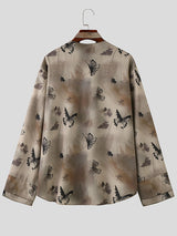 Mens Butterfly Print Long Sleeve Shirt SKUK68175