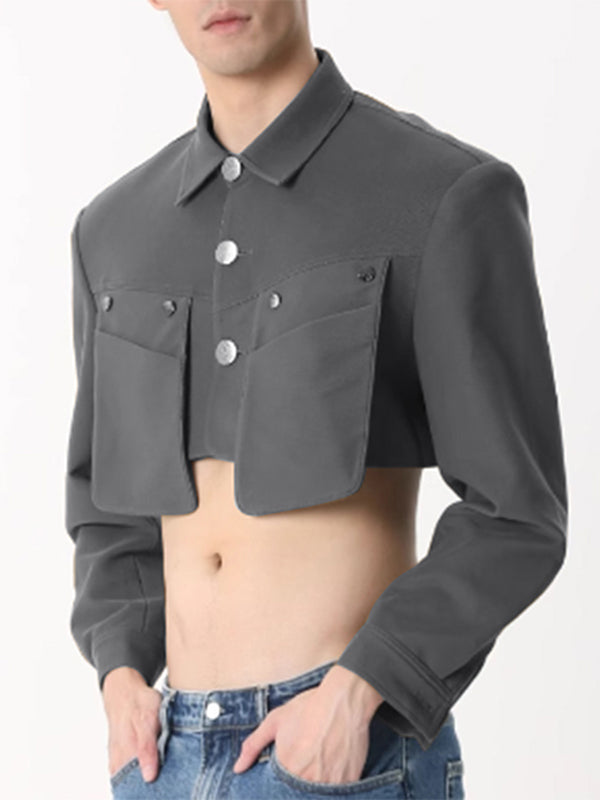 Mens Cropped Casual Long-Sleeve Jacket SKUK74675