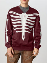 Mens Skeleton Print Color-Block Long-Sleeve Hoodie SKUK84504