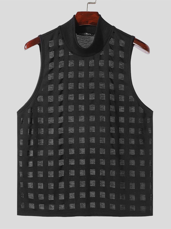 Mens Burn out Mesh Striped Sleeveless Tank SKUK63939