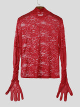 Mens Lace Sheer Long-Sleeve T-Shirt SKUK85602