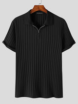 Polo de golf à quart de zip en tricot côtelé pour homme SKUJ43181