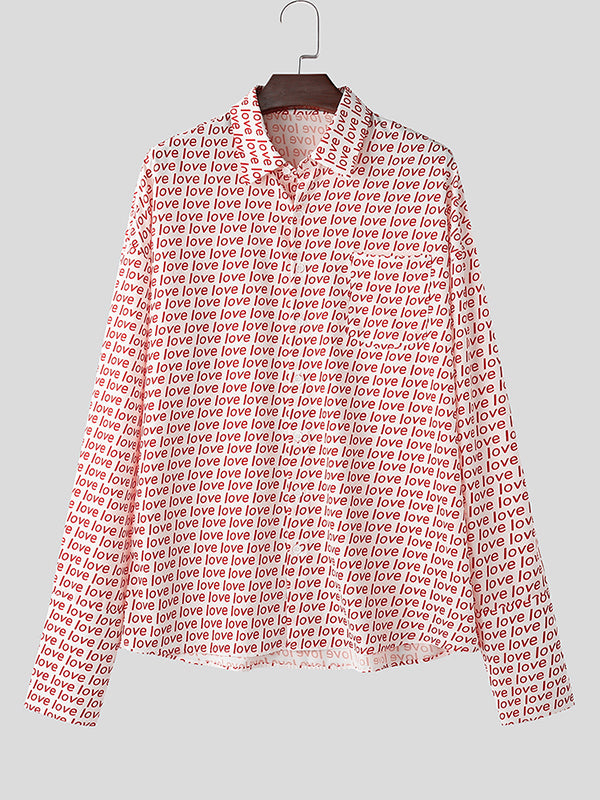 Mens LOVE Print Long Sleeve Shirt SKUK80563