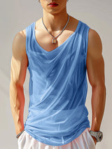 Mens Sexy Sheer Ruched Sleeveless Tank SKUK68527