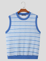 Mens Striped Crew Neck Sleeveless Tank SKUK66895