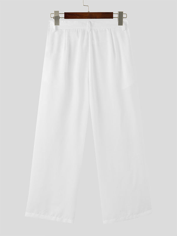 Mens Solid Color Pleated Design Long Pant SKUK61156