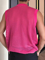 Mens Mesh Hollow Out Sheer Crew Neck Tank SKUK76232