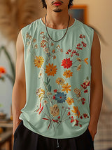 Mens Floral Crew Neck Sleeveless Tank SKUK64733