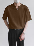 Mens Striped V-Neck Short Sleeve T-Shirt SKUK64758