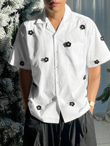 Mens Floral Decoration Revere Collar Shirt SKUK48037