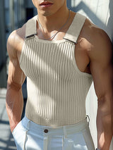 Mens Fashion Knitted Ribbed Suspenders Tank SKUK64756