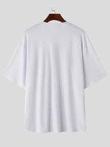 Mens Solid Color Drawstring Short Sleeve T-Shirt SKUK64777