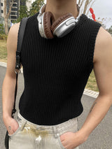 Mens Solid Knit Textured Casual Sleeveless Vest SKUK60298