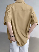 Mens Solid Short Sleeve Casual Shirt SKUK63643