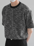 Mens Solid Textured Crew Neck Short Sleeve T-Shirt SKUK62682