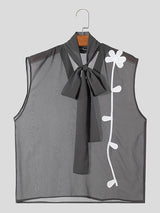 Mens Floral Tie Neck See Through Vest SKUK44881