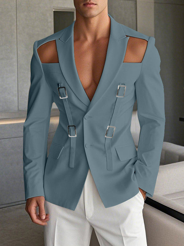 Mens Hollow Design Casual Long-Sleeve Blazer SKUK93624