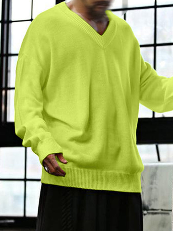 Mens Solid V-Neck Knit Pullover Sweater SKUK41791