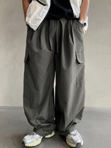 Mens Textured Elastic Waist Casual Cargo Pants SKUK58411